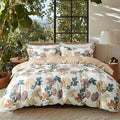 OAITE Duvet Cover Twin Size, Reversible Blooming Flower Orange Duvet Cover Set by OAITE