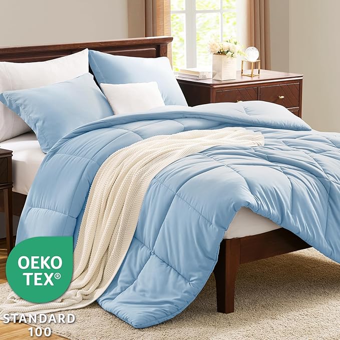 CozyLux Twin/Twin XL Comforter Set Baby Blue - Image 3