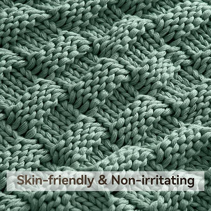 Knitted Weighted Blanket for Adult, No Beads Heavy Blanket 60” x 80'' 10lbs - Image 4