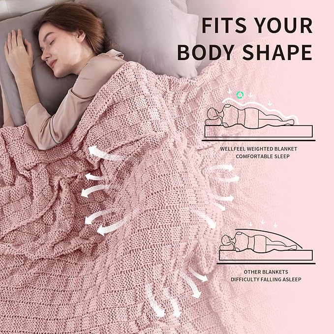 Knitted Weighted Blanket for Adult, No Beads Heavy Blanket 60” x 80'' 10lbs - Image 3