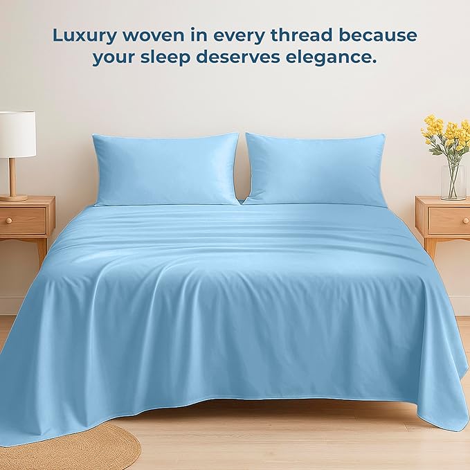 Royale Linens 100% Organic Cotton Queen Flat Sheet Only - Image 6