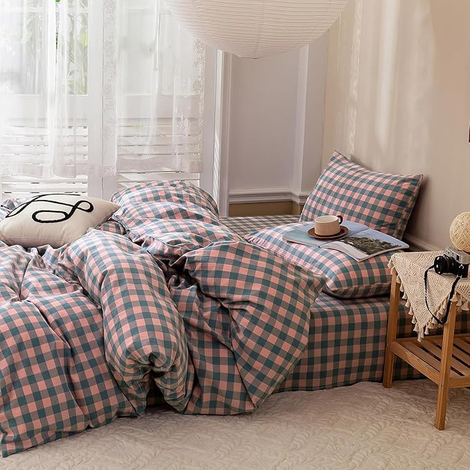 mixinni Plaid Duvet Cover Set King Purple - Image 3