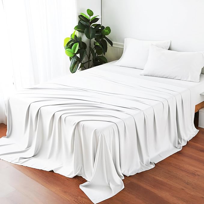 Bamboo Viscose Flat Sheets Only, 400 Thread Count Sateen Weave Twin Size Flat - Image 7