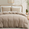 LOVQUE 100% Washed Cotton Duvet Cover Set King Size, Linen Like Natural Bedding by LOVQUE
