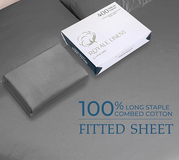 Royale Linens 400 Thread Count 100% American Grown Cotton Fitted Sheet Queen - Image 9
