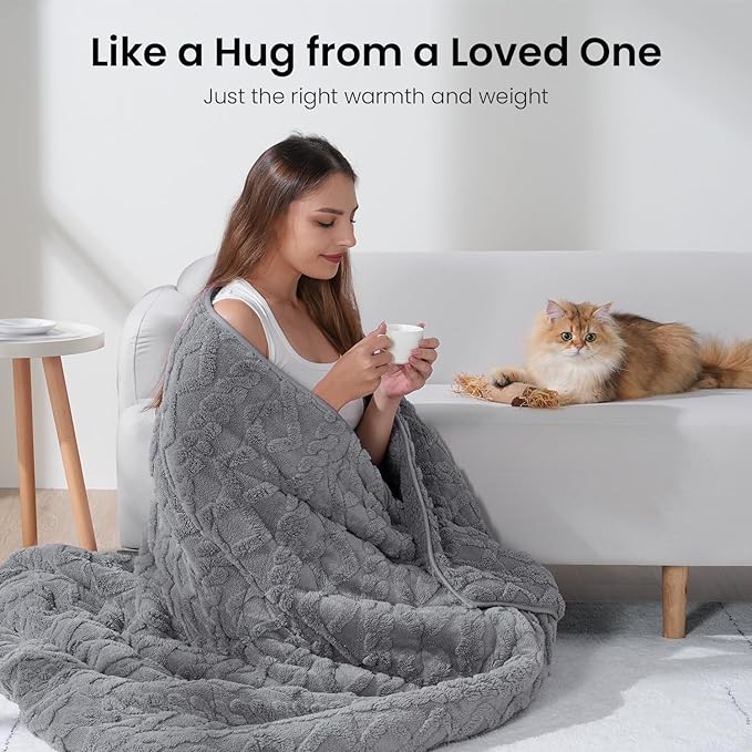 Drewin Weighted Blanket 20lbs, Dual Sided Fluffy Fuzzy Sherpa Queen Size - Image 4