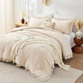 FUANNA Twin Comforter Set Beige, Ruffle Shabby Chic Twin Bed Set, Fluffy by FUANNA