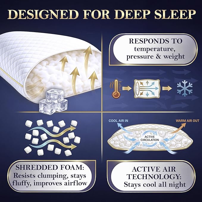 Royal Therapy Queen Memory Foam Pillow, Adjustable Shredded Odor-Free Pillow - Image 10