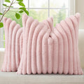decorUhome Summer Cozy Faux Fur Throw Pillow Covers 18x18 Set of 2 Decorative by decorUhome