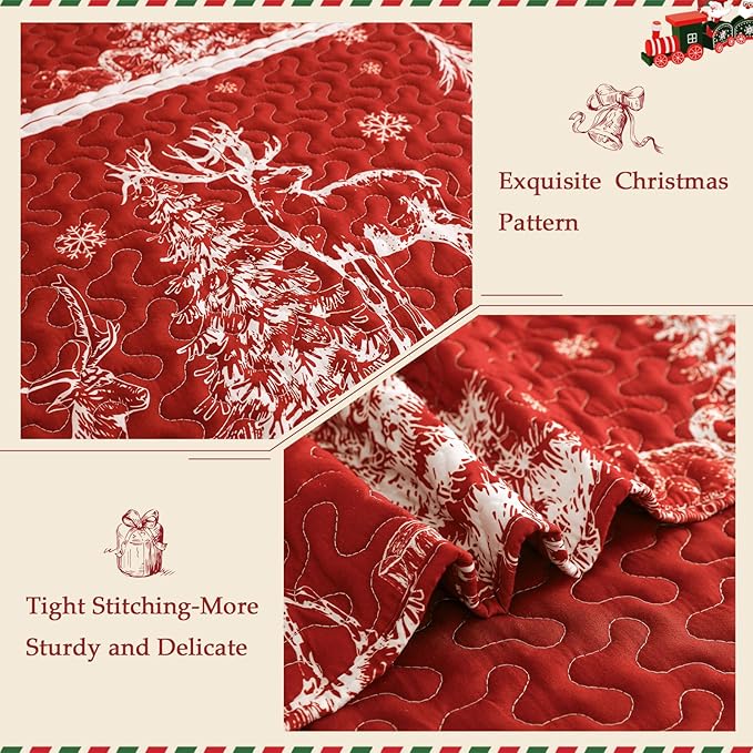 Exclusivo Mezcla Reversible Christmas Quilts Twin Size - Image 4