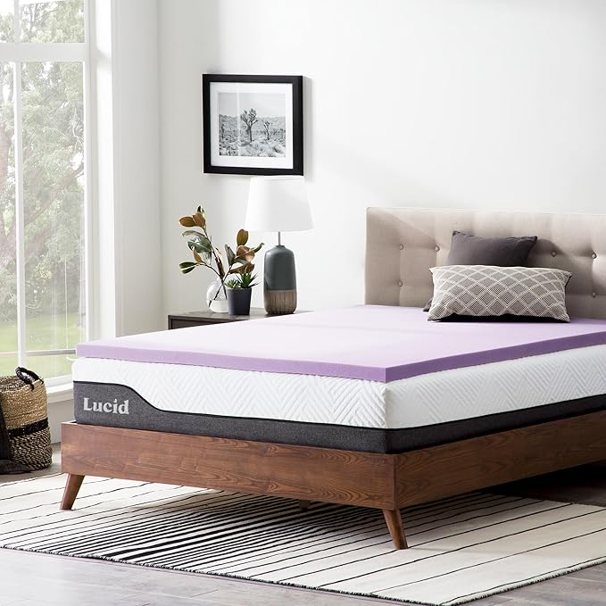 Lucid 2 Inch Lavender Memory Foam Mattress Topper, Full Size – Essential Oil - Image 7