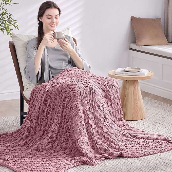 Knitted Weighted Blanket for Adult, No Beads Heavy Blanket 50” x 60'' 7lbs - Image 7