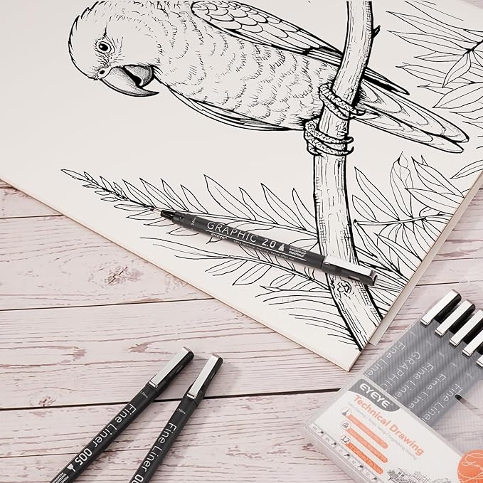 EYEYE Micro Pen Black Drawing Art Pens,6 Pack 0.25mm Archival Pen Waterproof Ink Set Artist Supplies Archival Inking Markers Sketch Outline Pens, Precision Drawing and Sketching Kit-DeskoryOffice