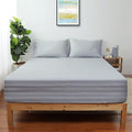 Twin Size Striped Fitted Sheet Only Gray Color, 100% Egyptian Cotton 600 Thread by ShunjieHome