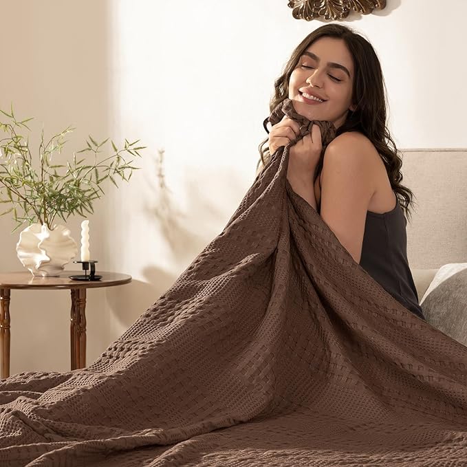 PHF Cooling Waffle Blanket King Size, Lightweight 60% Rayon from Bamboo & 40% - Image 5