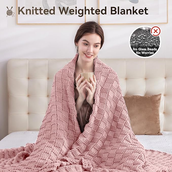 Knitted Weighted Blanket for Adult, No Beads Heavy Blanket 60” x 80'' 10lbs - Image 5