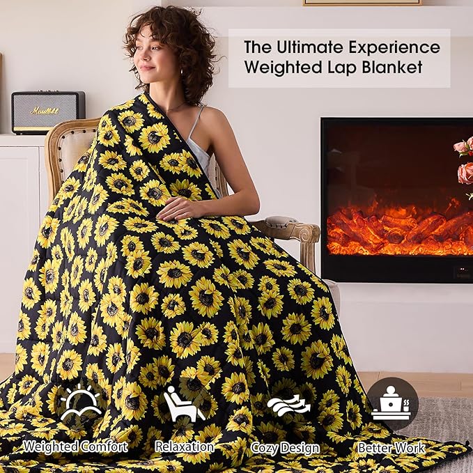 Sunflower Weighted Blanket for Adults 20lbs, Twin Full Size Cooling Heavy Throw - Image 2