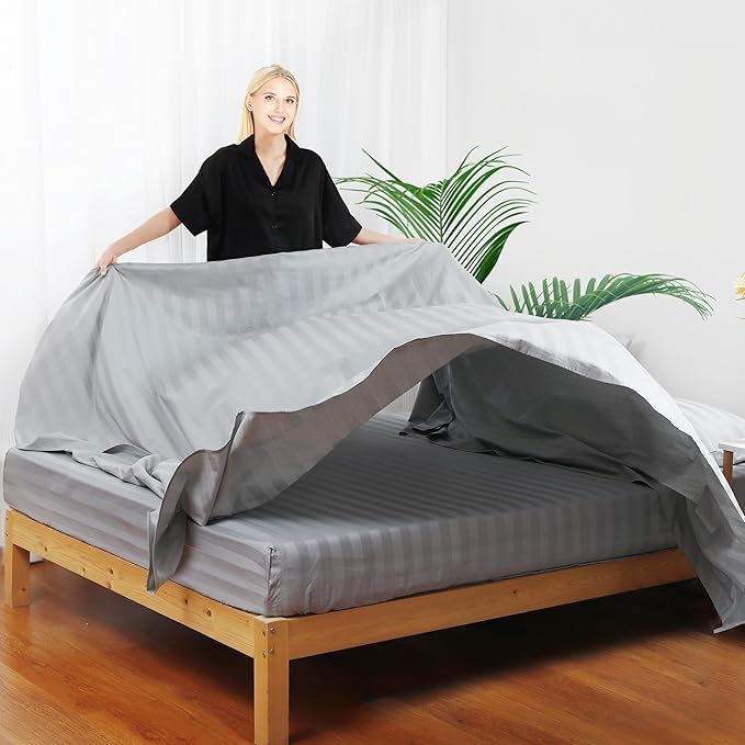 Flat Sheet Only Twin Size, 400 TC 100% Egyptian Cotton Flat Sheet Striped - Image 7