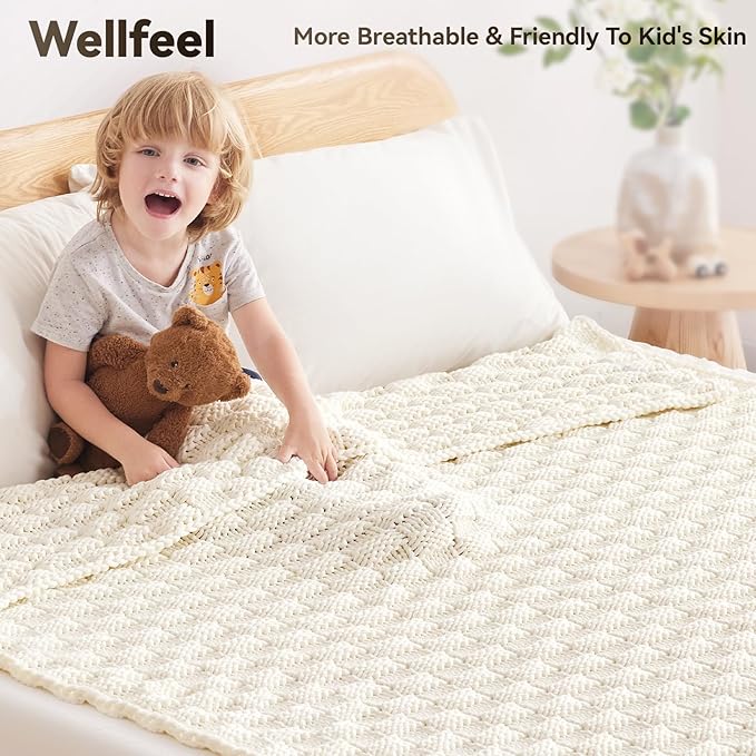 Knitted Weighted Blanket for Adult, No Beads Heavy Blanket 50” x 60'' 10lbs - Image 3