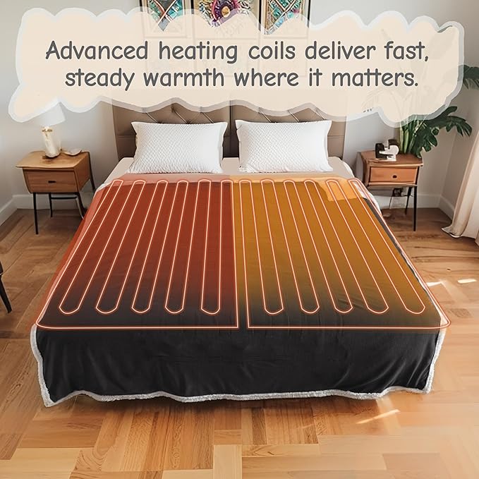 Electric Heated Blanket Throw Size 50"x60", Soft Flannel - Image 4