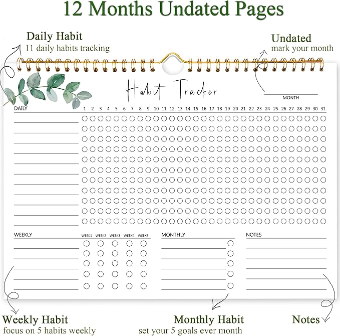 Habit Tracker Calendar, Aesthetic Daily Weekly Goal and Habit Tracker Journal - Image 5