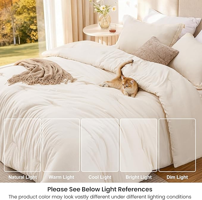 Love's cabin Beige Full Comforter Set, 3-Piece Prewashed Bed Set - Image 6