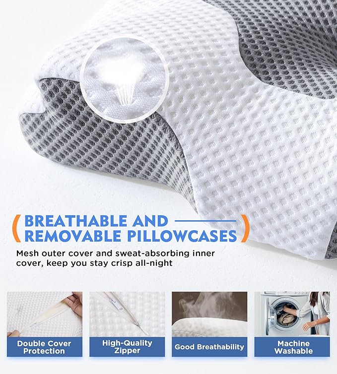 Osteo Cervical Pillow for Neck Pain Relief, Hollow Design Odorless Memory Foam - Image 6