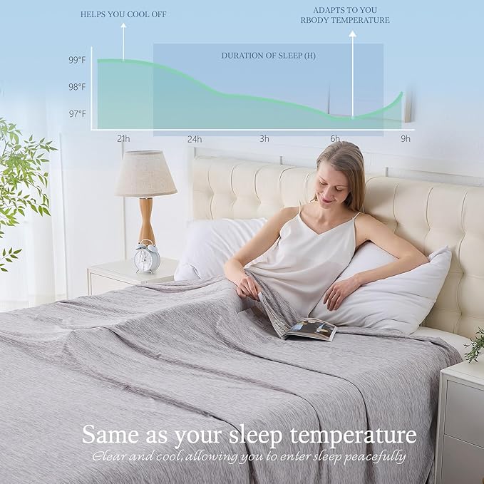 Cooling Blanket Throw Size, Cold Blanket Thin Lightweight Breathable Soft - Image 3
