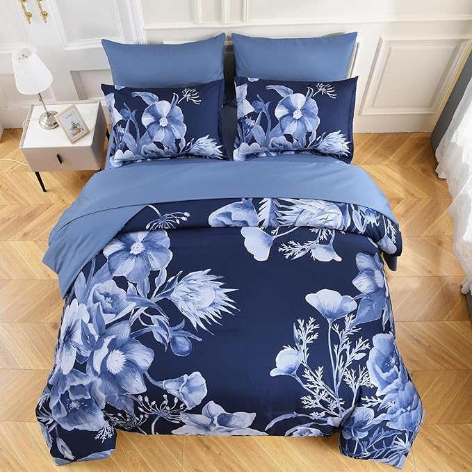 Luxudecor Floral Comforter Set King Size 7 Piece, Elegant Floral Comforter - Image 3