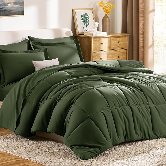 CozyLux Full Size Comforter Sets Olive Green - Image 9