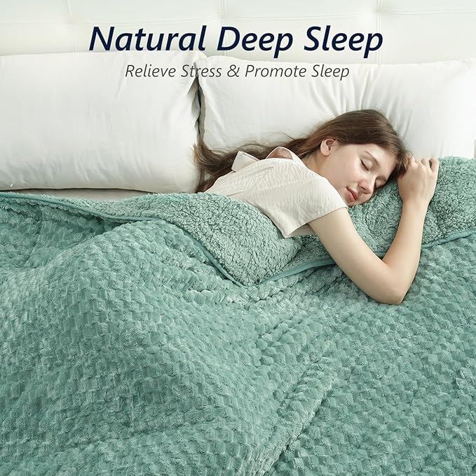 Mr. Sandman Weighted Blankets for Adults Queen Size 20lbs, Warm Sherpa Fleece - Image 3