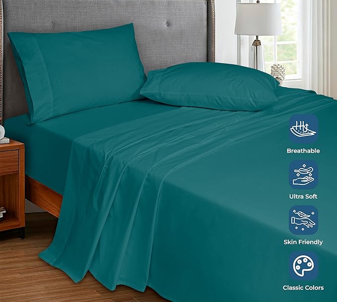 Royale Linens 100% Organic Cotton Twin Flat Sheet Only - Image 4