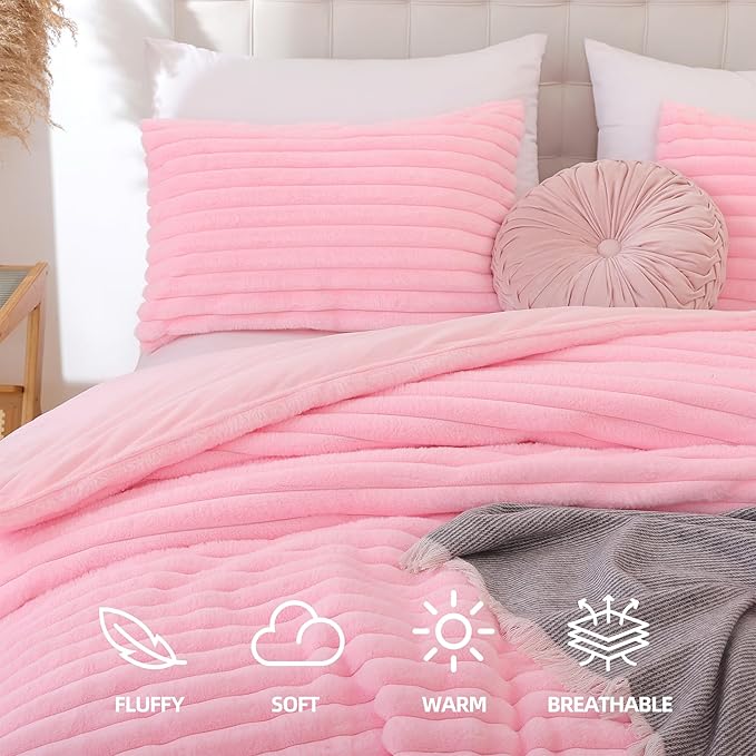 Smoofy Fluffy Queen Comforter Set 3 Pieces - Image 2