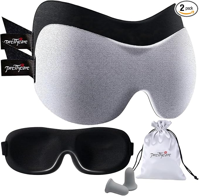 PrettyCare 3D Sleep Mask 2 Pack, Eye Mask by PrettyCare