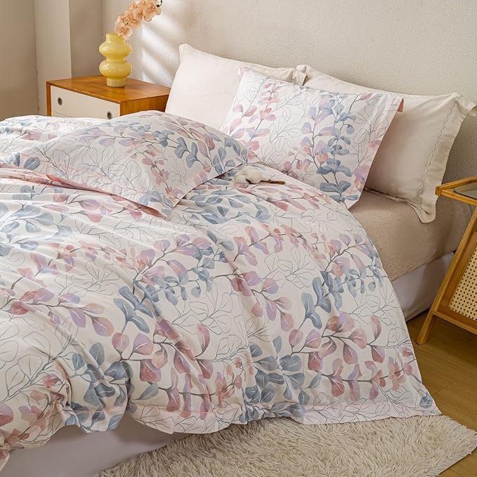 OAITE Duvet Cover Set Twin Size Floral Pattern Ultra Soft 100% Cotton Duvet - Image 5