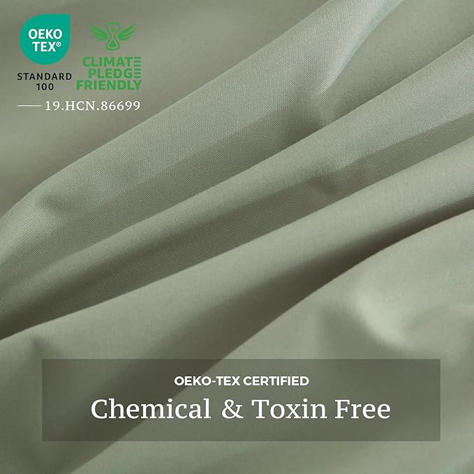 JSD Sage Green Duvet Cover Set Queen Size, 3 Piece Duvet Cover - Image 4