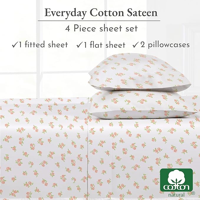 California Design Den Full Sheet Set Floral Pattern, 100% Cotton, Deep Pocket - Image 6