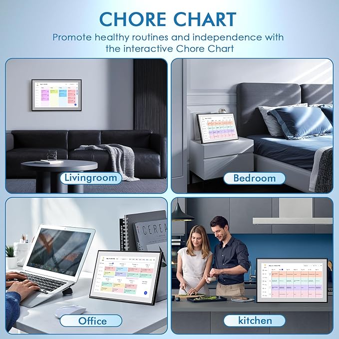 Calendar Digital 15.6 Inch Electronic Calendar&Chore Chart, 1920 * 1080P IPS Touchscreen Wall Smart Weekly and Monthly Planner for Family Black Gift for Mother mom Women-DeskoryOffice