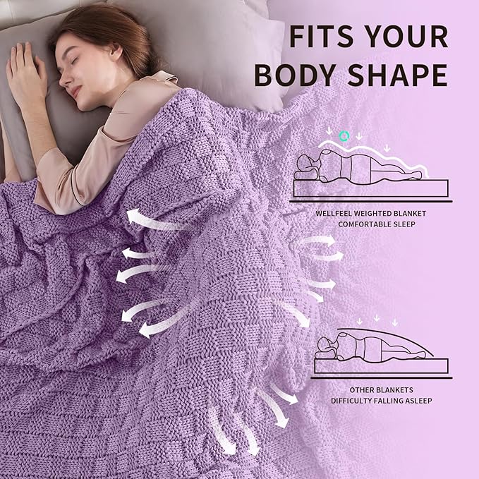 Knitted Weighted Blanket Adults, No Beads Heavy Blanket 36” x 48'' 3lbs - Image 3
