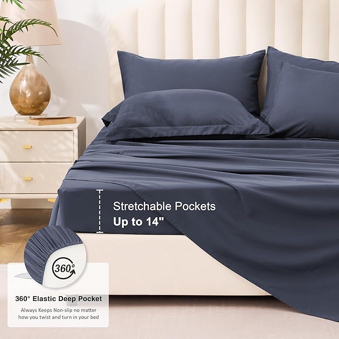 Love's cabin Queen Comforter Set Indigo Blue, 7 Pieces Queen Bed in a Bag - Image 6
