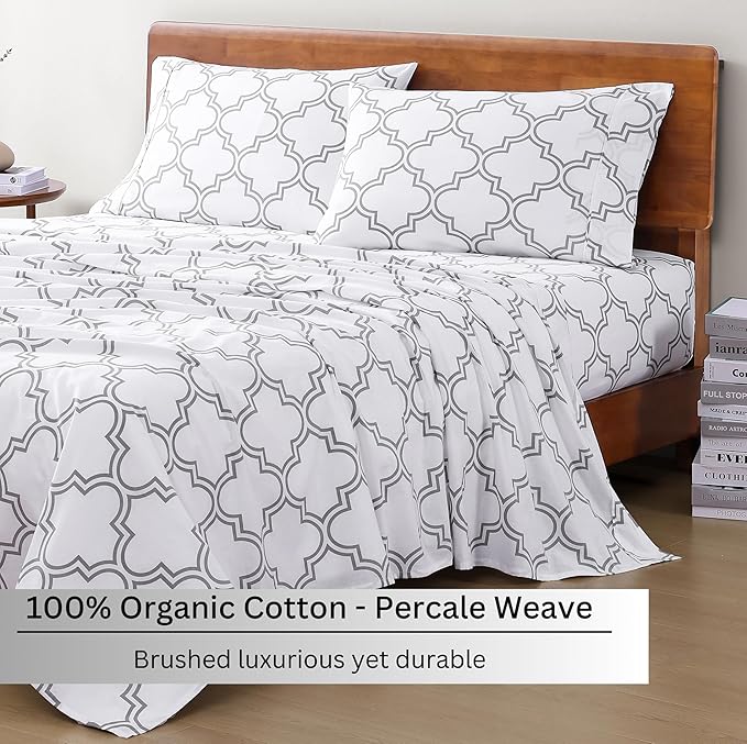 LANE LINEN 100% Organic Cotton Full Sheets Set Fully Elasticized Naturally - Image 3