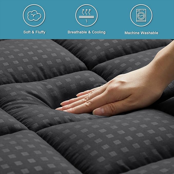 HYLEORY Full Mattress Pad Quilted Fitted Mattress Protector Cooling Pillow Top - Image 4