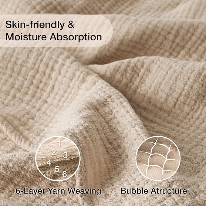 100% Cotton Muslin Blanket 50" x 60", Breathable and Lightweight Cotton Throw - Image 4