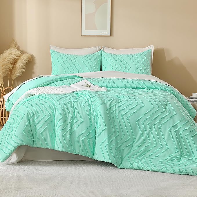 Andency Mint Green Comforter Set Full Size, Boho Soft Warm Tufted Neutral - Image 2