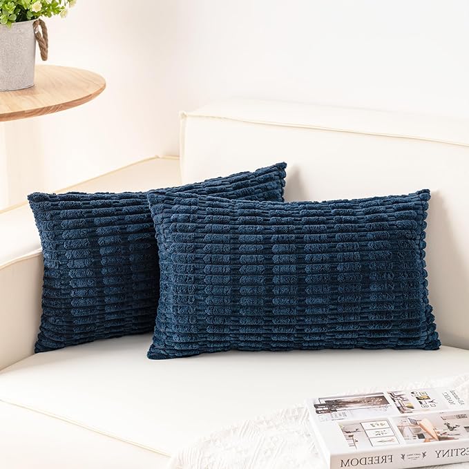 Aegero Pack of 2 Corduroy Decorative Throw Pillow Covers 12x24 Inch Soft by Unknown