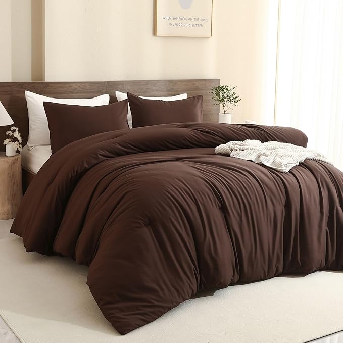 Paxrac Brown Oversized King Comforter Set 120x98In, 3 Pieces Comforter Set by Paxrac