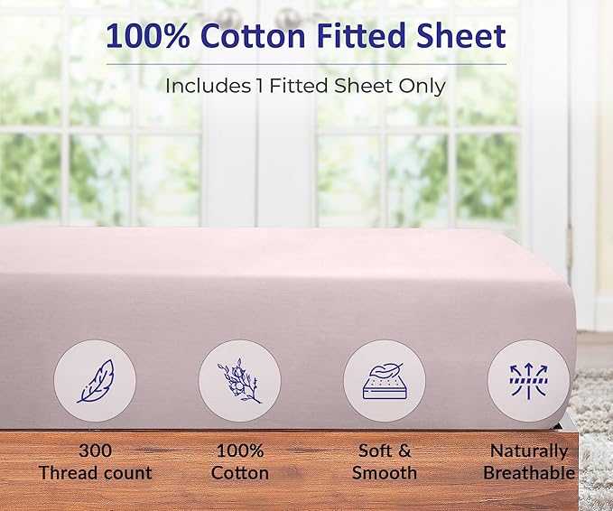ROYALE LINENS 300 Thread Count 100% Long Staple Combed Cotton Fitted Sheet - Image 4