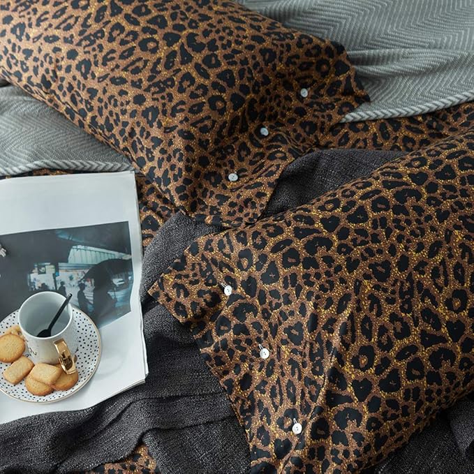 mixinni Leopard Print Duvet Cover Queen Size Long Staple Cotton Queen Bedding - Image 5