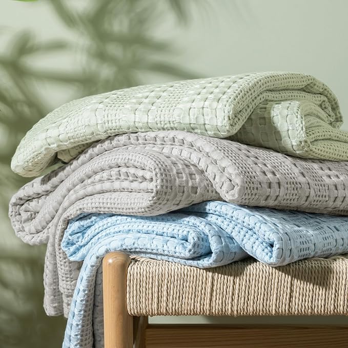 PHF Cooling Waffle Blanket Twin Size, Lightweight 60% Rayon from Bamboo & 40% - Image 6