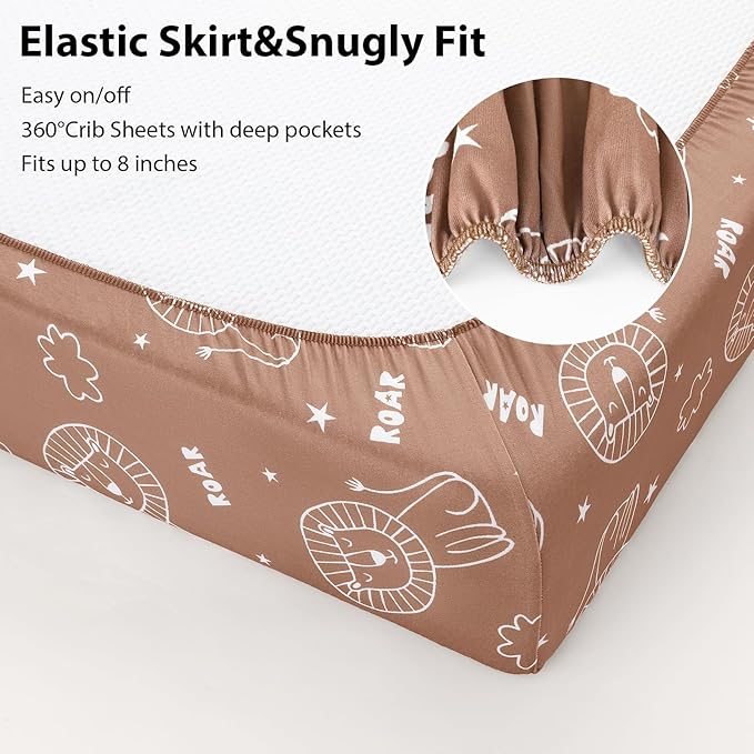 Baby Crib Sheets for Boys and Girls, 3 Pack Fitted Toddler Bed Sheets Neutral - Image 5